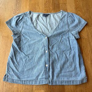 GAP Short Sleeve Chambray Top Size Small